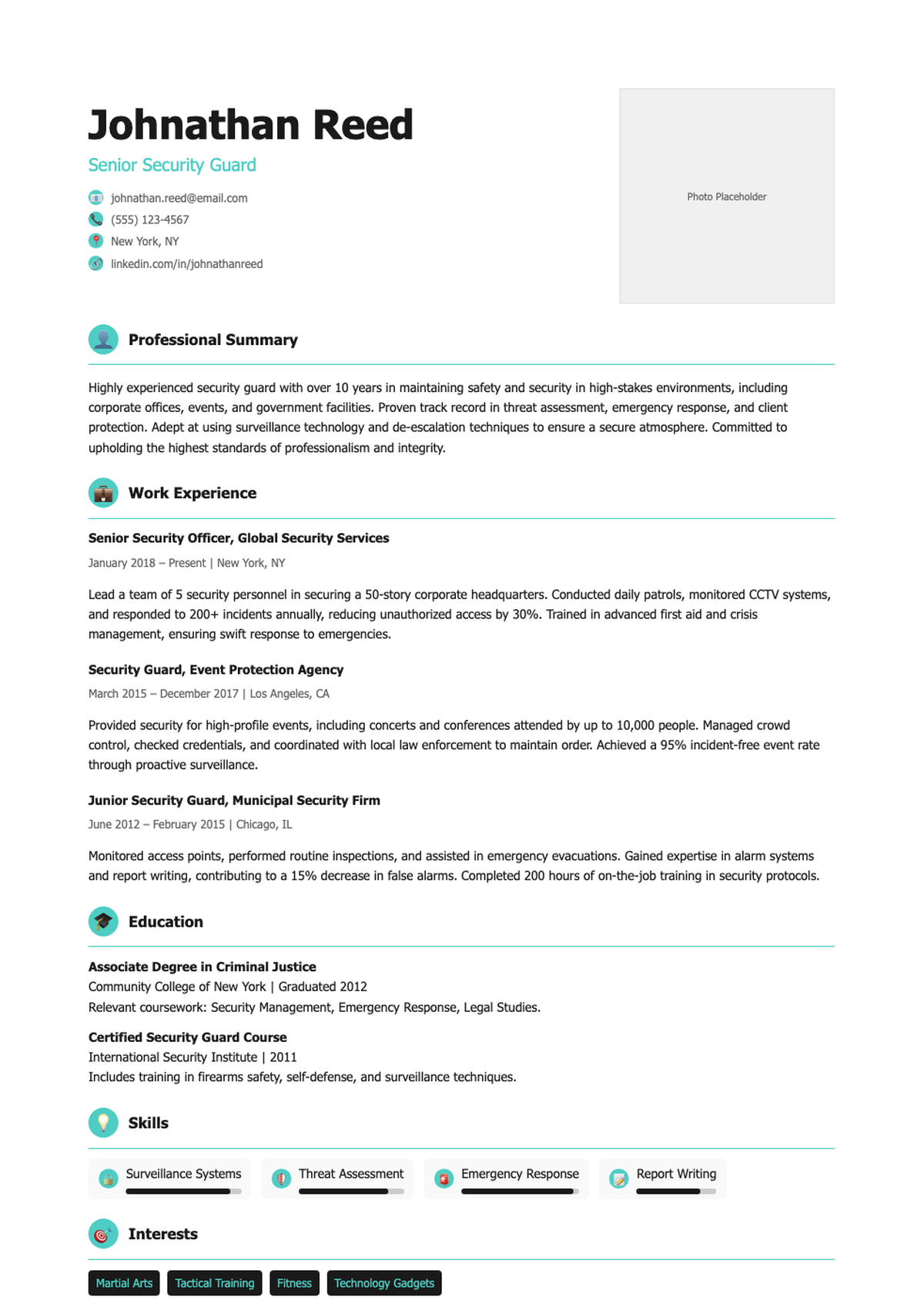 Professional marine security guard resume with skills and achievements_variant_3